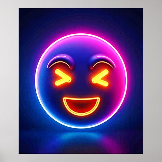 Poster Neon Laughing Emoji Joy (Devant)