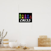 Poster Neon Lights Pièces d'échecs Échecs King (Cuisine)