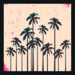 Poster Neon Lined Black Palm Trees on Peach Horizon<br><div class="desc">This cool and pretty neon pink and teal lined black palm tree silhouettes on grungy peach is perfect for the trendy and stylish woman. C'est exotic and tropical effect is popular for the season.</div>
