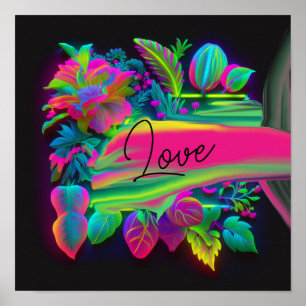 Poster Neon Love Blooms