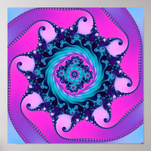 Poster Neon Mandelbrot Fractal (Devant)