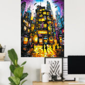 Poster Neon Metropolis - Surreal Urban Nightscape (Bureau à domicile)