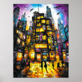 Poster Neon Metropolis - Surreal Urban Nightscape (Devant)