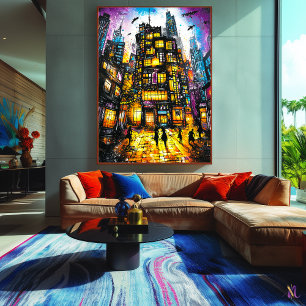 Poster Neon Metropolis - Surreal Urban Nightscape