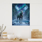 Poster Neon Moose Boreal Grid (Cuisine)