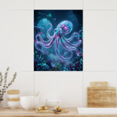 Poster Neon Octopus Data Reef (Cuisine)