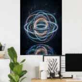 Poster Neon Orbital Rings Abstract Space (Bureau à domicile)