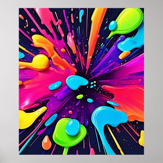 Poster Neon Paint Burst Art (Devant)