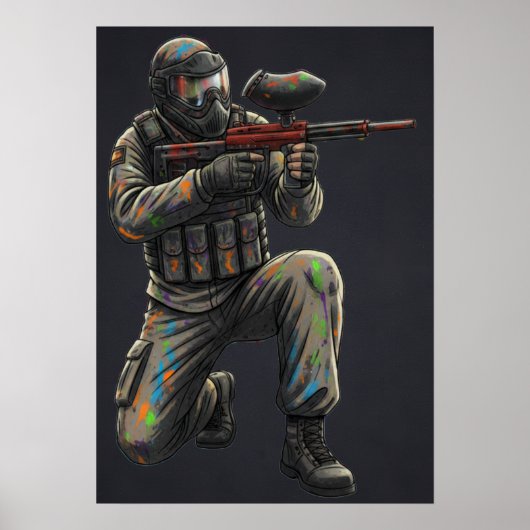 Poster Neon Paintball Warrior  (Devant)