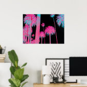 Poster Neon Palm Trees Miami Beach Art deco art print (Bureau à domicile)