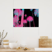 Poster Neon Palm Trees Miami Beach Art deco art print (Cuisine)