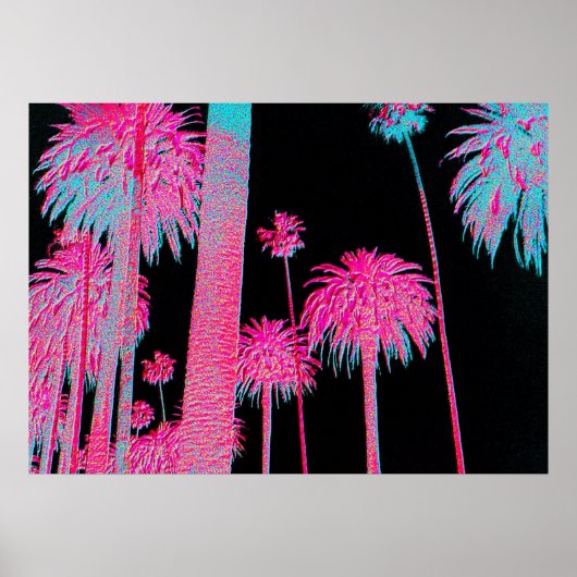 Poster Neon Palm Trees Miami Beach Art deco art print (Devant)
