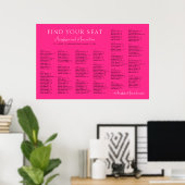 Poster Neon Pink Basic Wedding Alphabetical Seating Chart (Bureau à domicile)