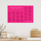 Poster Neon Pink Basic Wedding Alphabetical Seating Chart (Cuisine)