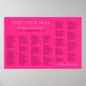 Poster Neon Pink Basic Wedding Alphabetical Seating Chart (Devant)