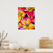 Poster Neon Pink Frangipani Plumeria aquarelle art (Cuisine)