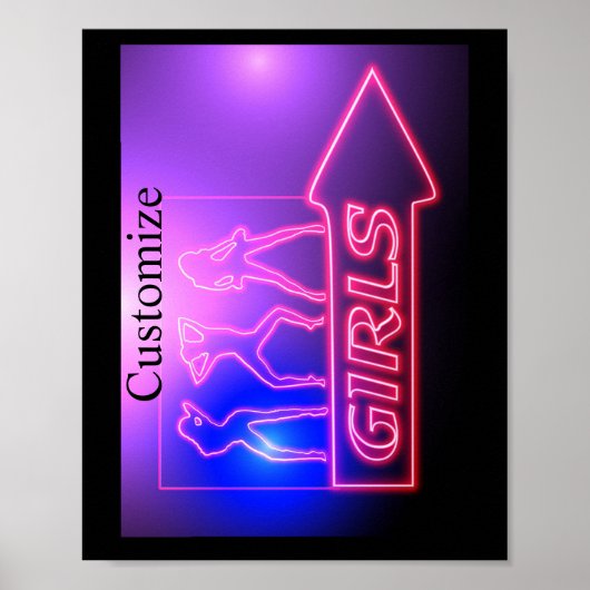 Poster Neon Pink Girls Sign Thunder_cove (Devant)