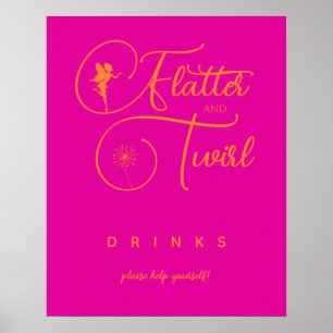 Poster Neon Pink Orange Minimalist Fairy Drinks