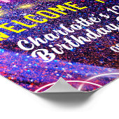 Poster Neon Pink Roll Roller Skating Party Bienvenue (Coin)