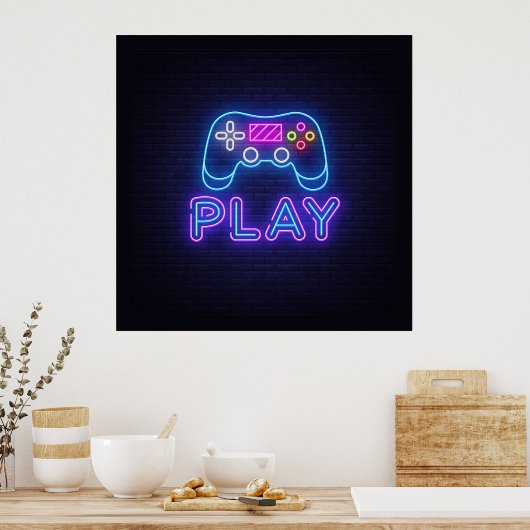 Poster Neon Play Gamer (Cuisine)