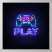 Poster Neon Play Gamer (Devant)