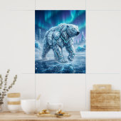 Poster Neon Polar Bear Frozen Grid (Cuisine)