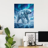 Poster Neon Polar Bear Frozen Grid (Bureau à domicile)