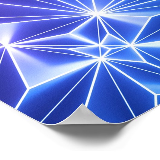 Poster Néon Polygonal : Bleu rose 3D. (Coin)