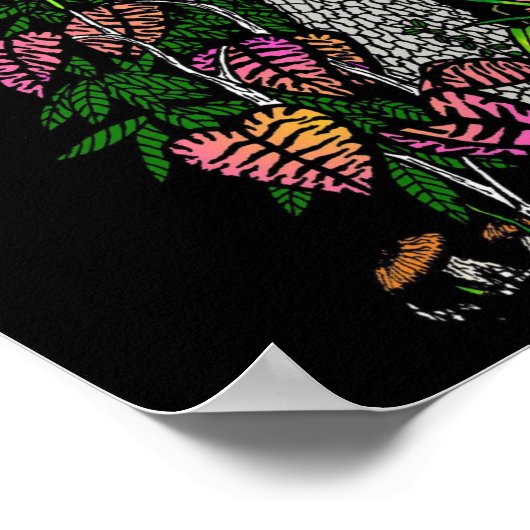 Poster Neon Rain Forest Impressionniste couleur Art (Coin)