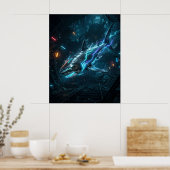 Poster Néon Requin Métro Abîme (Cuisine)