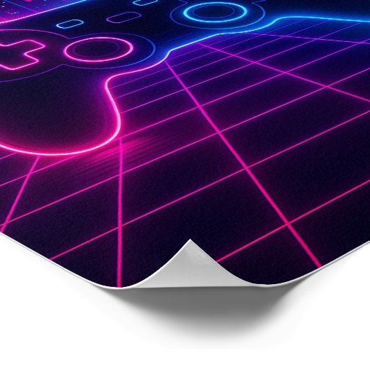 Poster Neon Retro Gamepad — Synthwave (Coin)