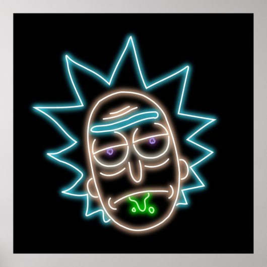 Poster Neon Rick Sanchez Head Black (Devant)