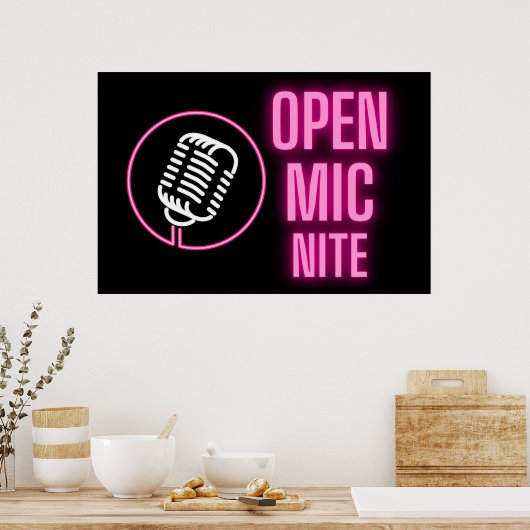 Poster Neon Rose Open Mic Nite (Cuisine)