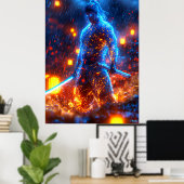 Poster Neon Samurai Warrior - Cyberpunk Bushido (Bureau à domicile)