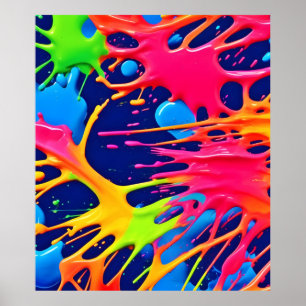 Poster Neon Splatter : L'art Abstrait