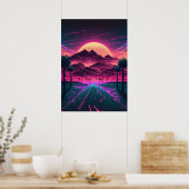 Poster Neon Sunrise au-dessus des montagnes (Cuisine)