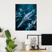 Poster Neon Swordfish Velocity Current (Bureau à domicile)