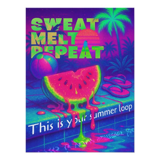 Poster Neon Vaporwave 80s Chaleur tropicale (Devant)