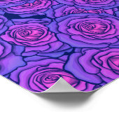 Poster Neon violet Rose Black Light Style Floral Art (Coin)