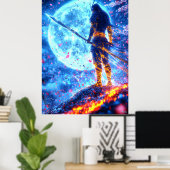 Poster Neon Warlord - Gardien de la Lune Bleue (Bureau à domicile)