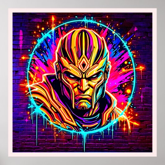 Poster Neon Warrior Power Art (Devant)