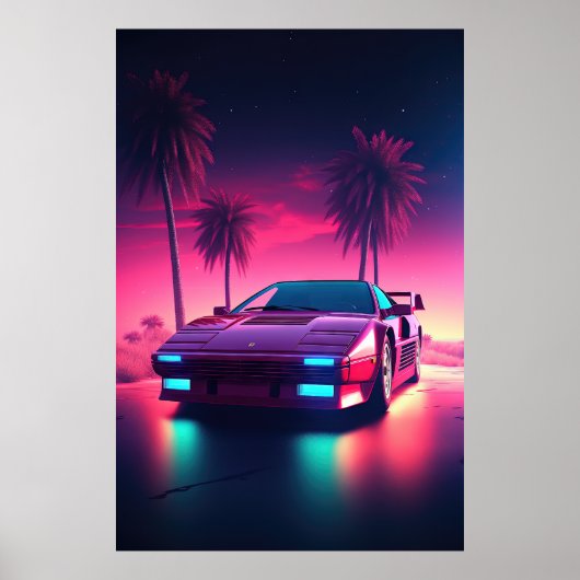 Poster Neon Wheels : Un Synthwave Drive in the Future (Devant)