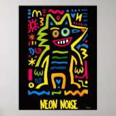 Poster Neon Wolf - Art pop Halloween Design (Devant)