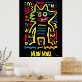 Poster Neon Wolf - Art pop Halloween Design (Cuisine)