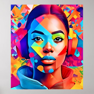 Poster Neon Woman rêve d'Art numérique