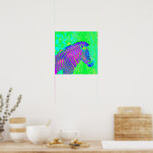 Poster néon zèbre - vert, bleu et violet rétro (Cuisine)