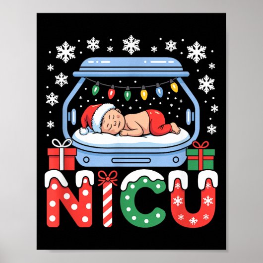 Poster Neonatal Intensive Care Unit Xmas Funny Nicu Nurse (Devant)