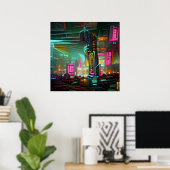 Poster Neonoir Cyberpunk Abstrait Neon Light City (Bureau à domicile)