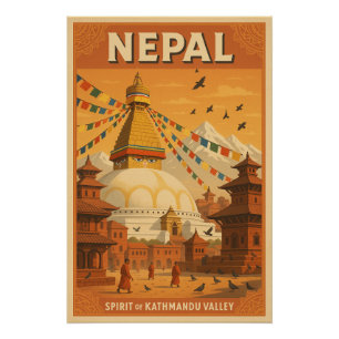 Poster Népal - Esprit de la vallée de Katmandou
