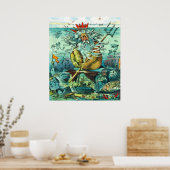 Poster Neptune assise au milieu d'épaves englouties (Cuisine)